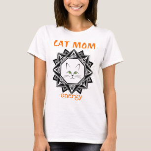 Black And Orange Geometric Cat Mom T-Shirt