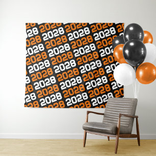 Black and Orange Graduation Backdrop Tapestry