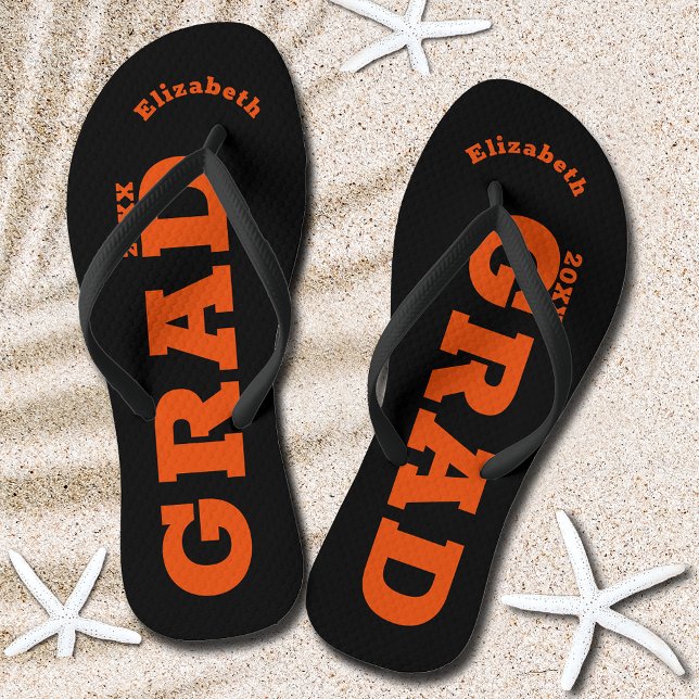 Black and Orange Graduation Senior Class Flip Flops (Black and Orange Graduation Senior Class Flip Flops)