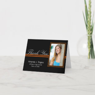 Black and Orange Graduation Thank You Card