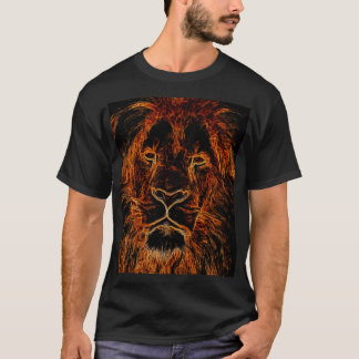 Black and Orange Graffiti Lion Head T-Shirt