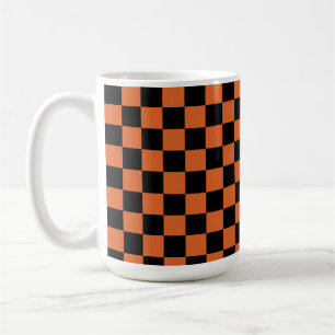 Black and Orange Halloween Chequerboard Coffee Mug