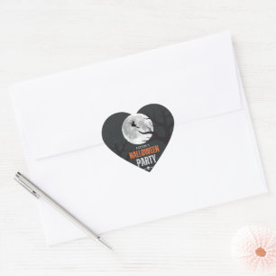 Black and Orange Halloween Full Moon Heart Sticker