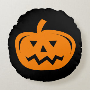 Black and orange Halloween pumpkin throw pillow