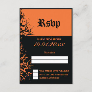 Black And Orange Halloween Wedding RSVP Cards