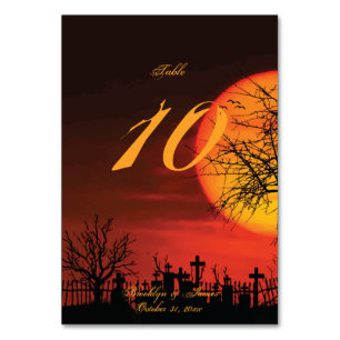 Black And Orange Halloween Wedding Table Numbers