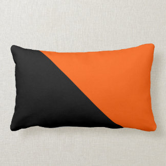 Black And Orange Halves Lumbar Pillow