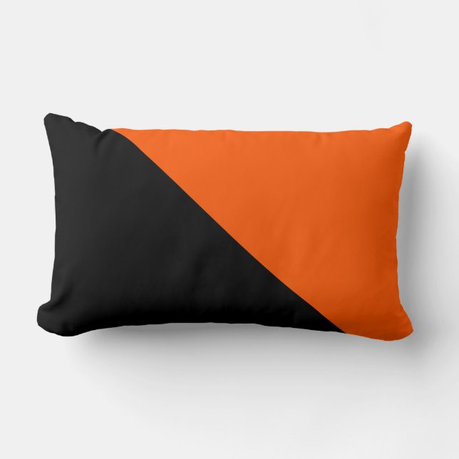 Black And Orange Halves Lumbar Pillow (Front)