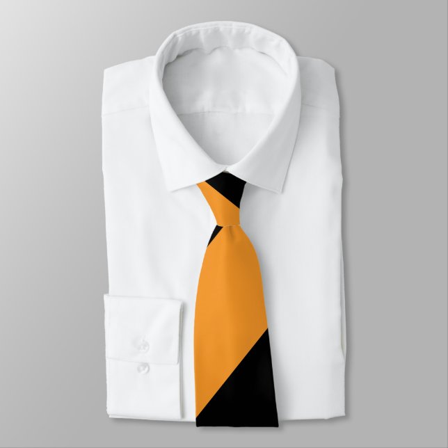 Black and Orange II Broad Regimental Stripe Tie (Tied)