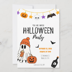 Black and Orange Illustrative Halloween Invite