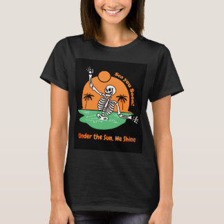 Black and Orange Illustrattion Summer Skull T-Shir T-Shirt