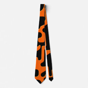 Black and orange maze Abstract Geometric Pattern Tie