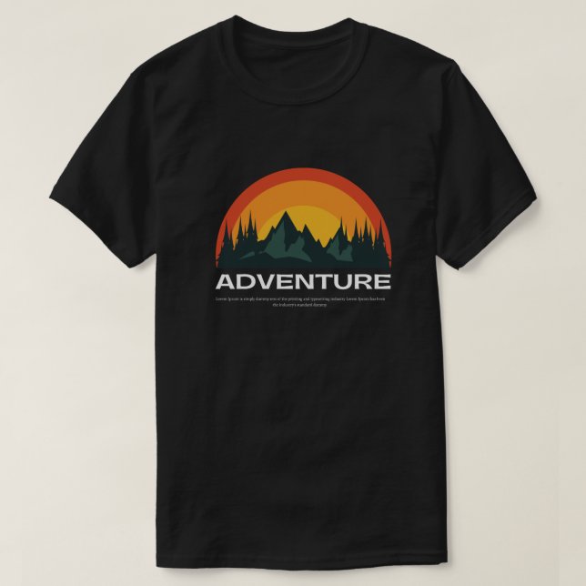 Black and orange modern Adventure Tshirt (Design Front)
