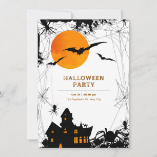 Black and Orange Modern Halloween Party Invitation