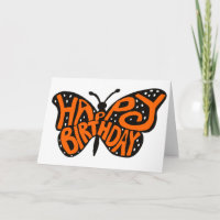 Black and Orange Monarch Butterfly Happy Birthday