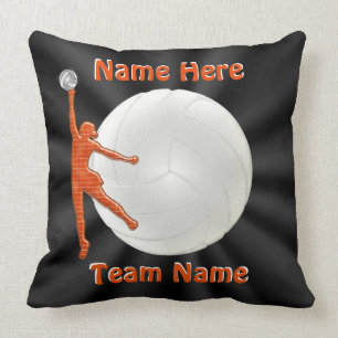 Black and Orange Personalized VOLLEYBALL Pillow