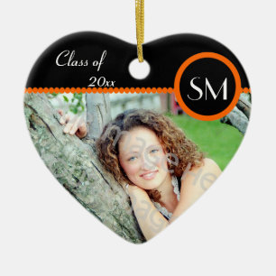 Black and Orange Photo Graduation Ornament