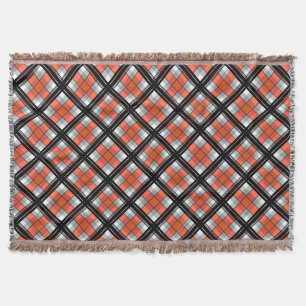 Black and orange plaid throw blanket