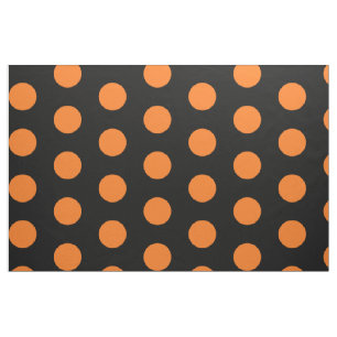 Black And Orange Polka Dot Combed Cotton Fabric