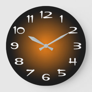 Black and Orange Radial Gradient Large Clock