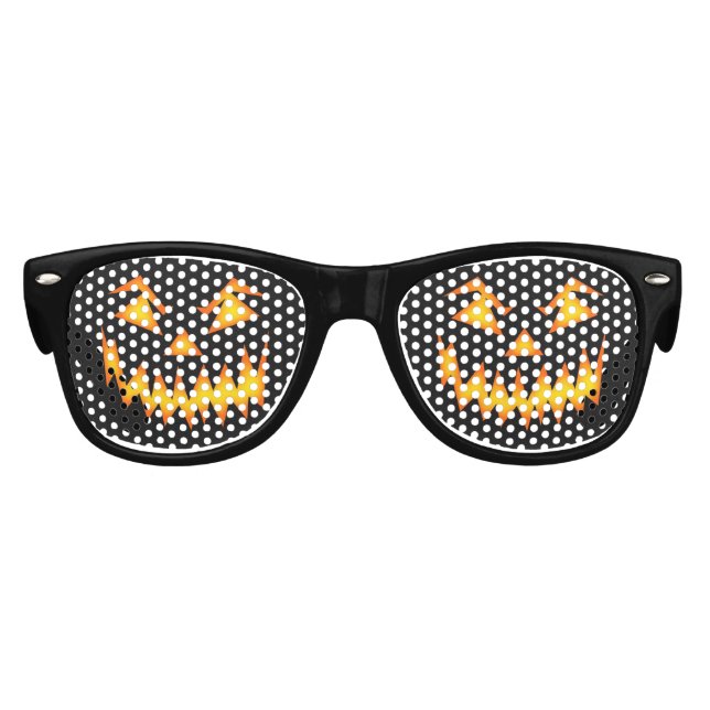 Black and Orange Scary Pumpkin Halloween Kids Sunglasses (Front)