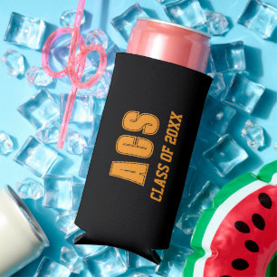 Black and Orange School Colors Seltzer Can Cooler