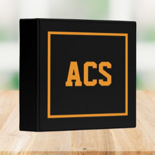 Black and Orange School Colours and Letters Binder