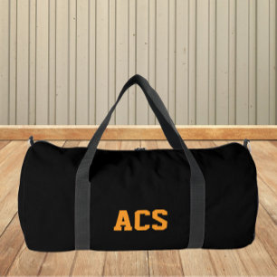 Black and Orange School Colours and Letters Duffle Bag