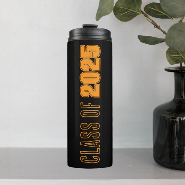 Black and Orange School Colours Class Year Thermal Tumbler (In Situ)