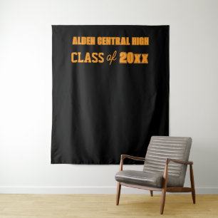 Black and Orange School Colours Photo Backdrop Tapestry