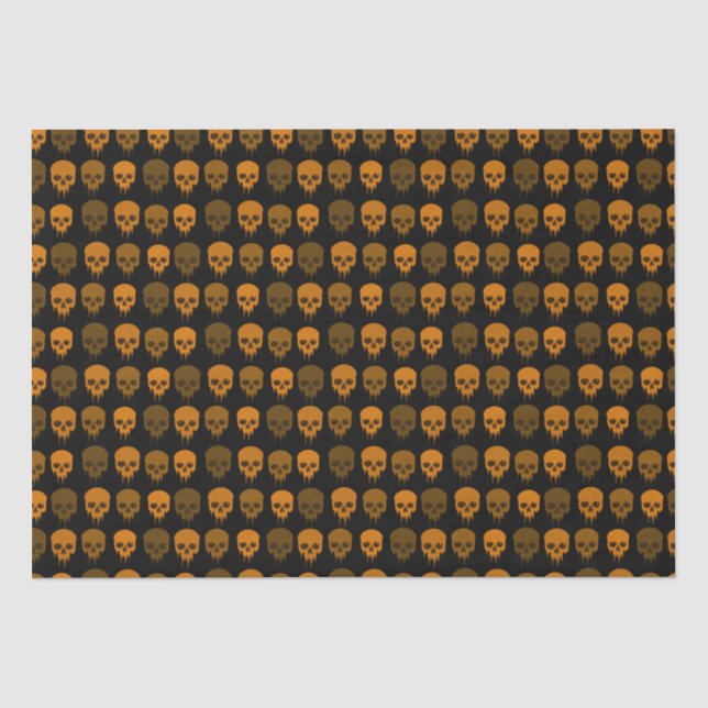 Black and Orange Skull Print Halloween Tissue Paper (Front)