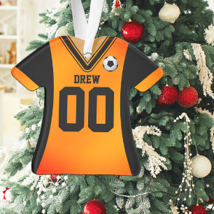 Black and Orange Soccer Jersey Ornament
