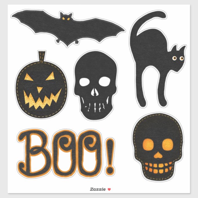 Black and Orange Spooky Cute Halloween Felt Look (Sheet)