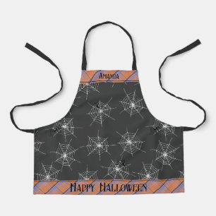 Black and Orange Spooky Spiders Halloween Kids Apron
