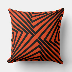Black And Orange Striped Pattern - Throw Pillow