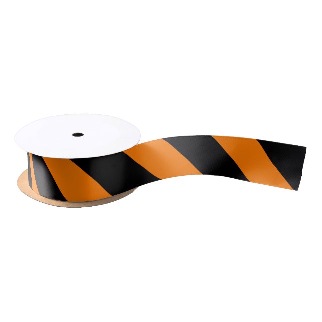 Black and orange stripes silk Halloween ribbon Satin Ribbon (Spool)