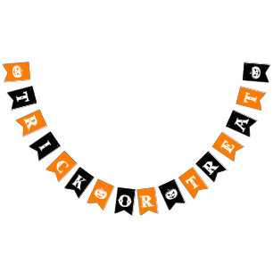 Black and Orange Trick or Treat Halloween Party Bunting Flags