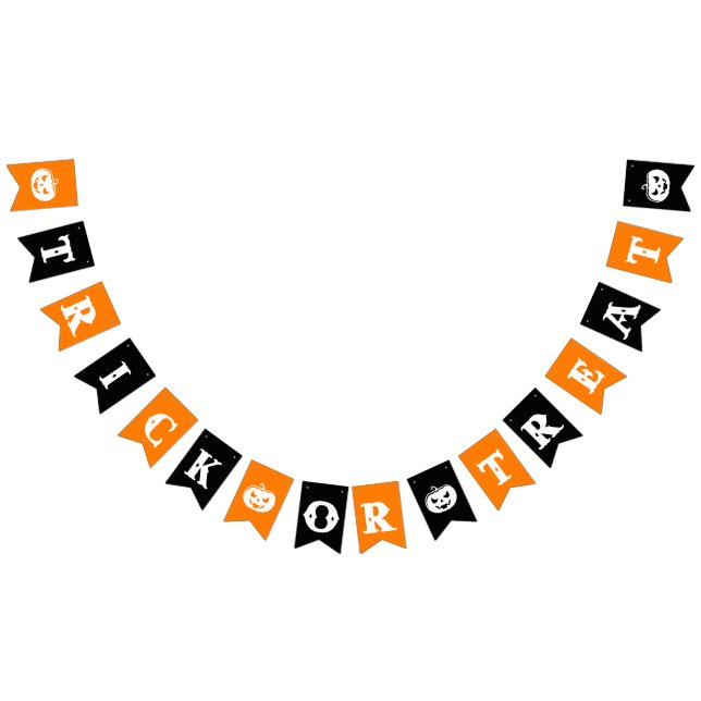 Black and Orange Trick or Treat Halloween Party Bunting Flags (All)