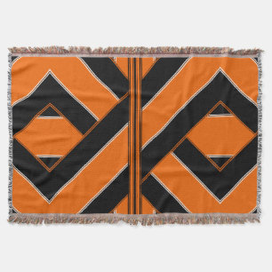 Black and Orange Uniquely-Patterned Throw Blanket