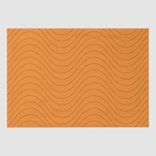 Black And Orange Wave Pattern Tissue Paper (Front)