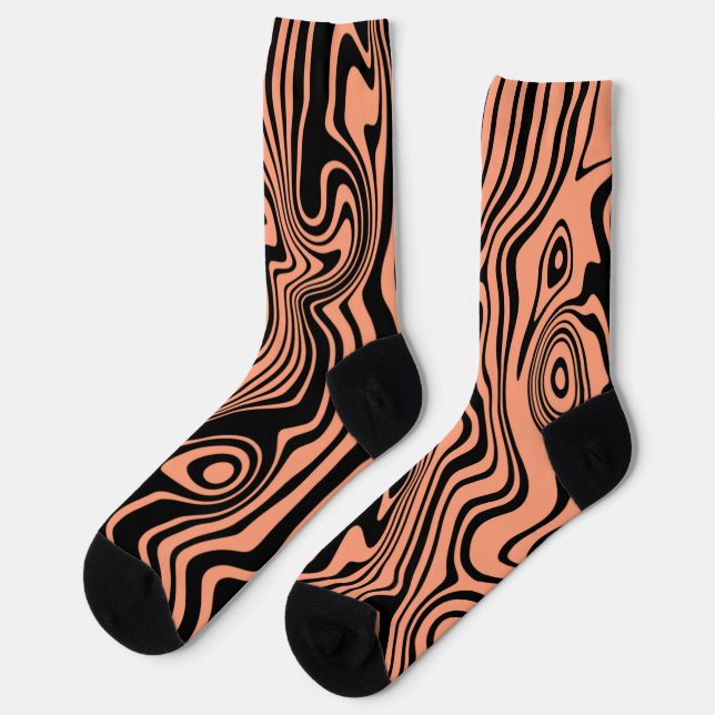 Black and Orange Wavy Striped Socks Choose Colour (Left)