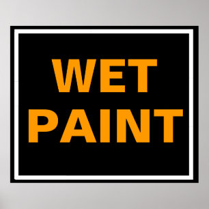 Black and Orange Wet Paint Poster