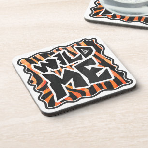 Black and Orange Wild Me Zebra Coaster