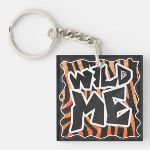 Black and Orange Wild Me Zebra Keychain
