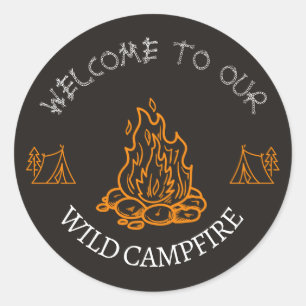 Black and Orange Wildfire Adventure Round Sticker