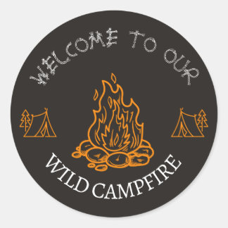 Black and Orange Wildfire Adventure Round Sticker