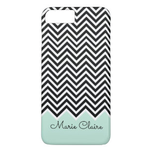 Black and pale blue Modern Chevron Custom Monogram Case-Mate iPhone Case