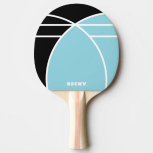 Black and Pastel Blue Personalized Ping Pong Paddle