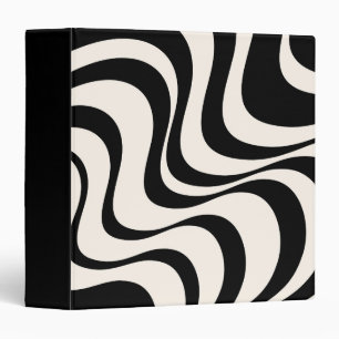 Black and pastel modern retro waves design binder