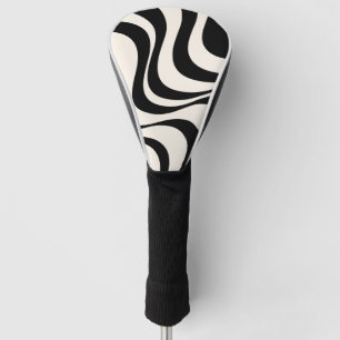 Black and pastel modern retro waves design golf head cover